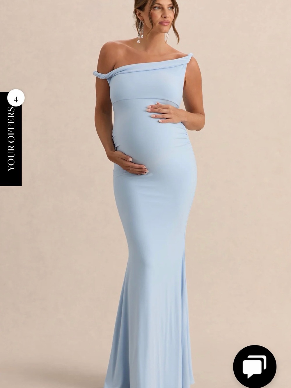 Off-Shoulder Maternity Maxi in Light Blue